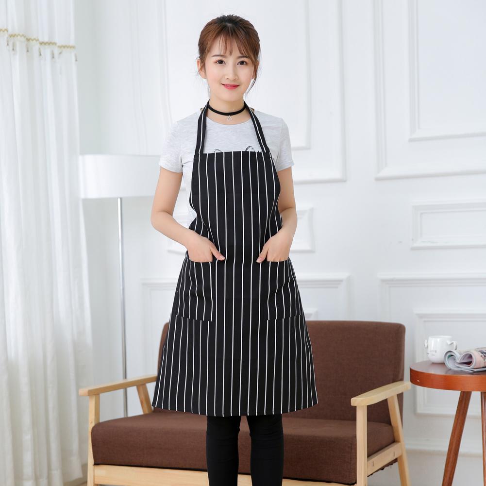 Stripe Chefs Apron Oilproof Waterproof Adults Bib Apron With Pocket Chef Overalls Adjustable Breathable Home Kitchen Accessories