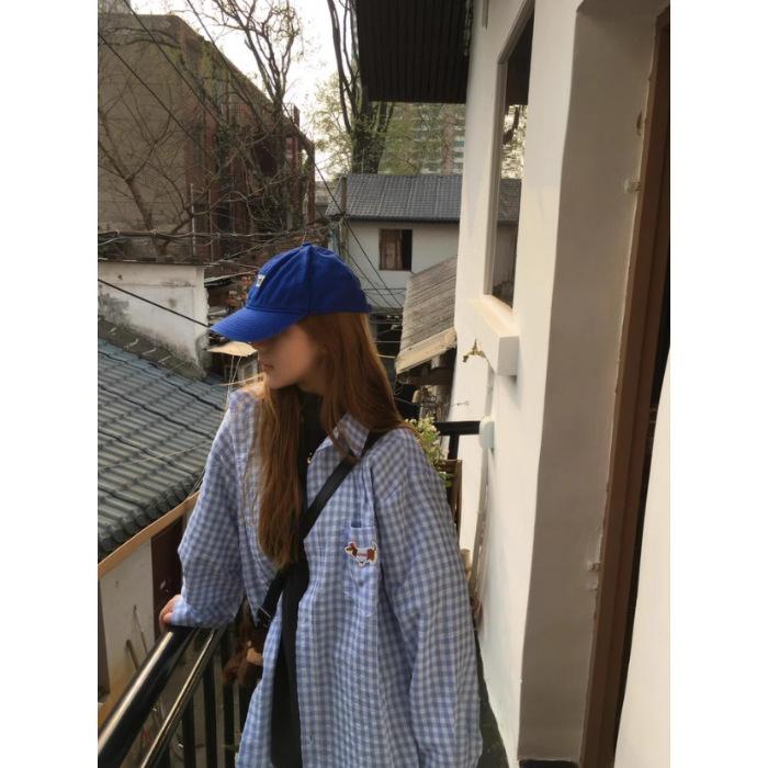 Checked Shirt for Women, Spring and Autumn, School Style, Casual, Versatile, Sun-protective, Loose and Laid-back Couple Coat