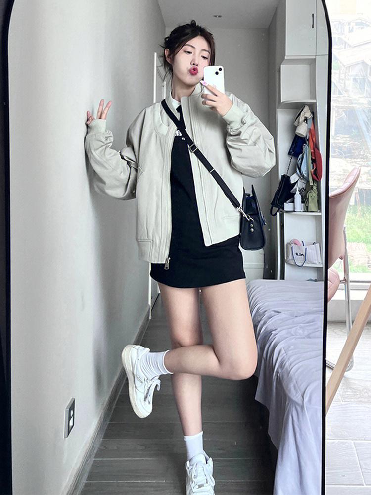 Women's Retro Thin Bomber Jacket: Spring/Autumn, Korean & American Style, Baseball Windbreaker 2025