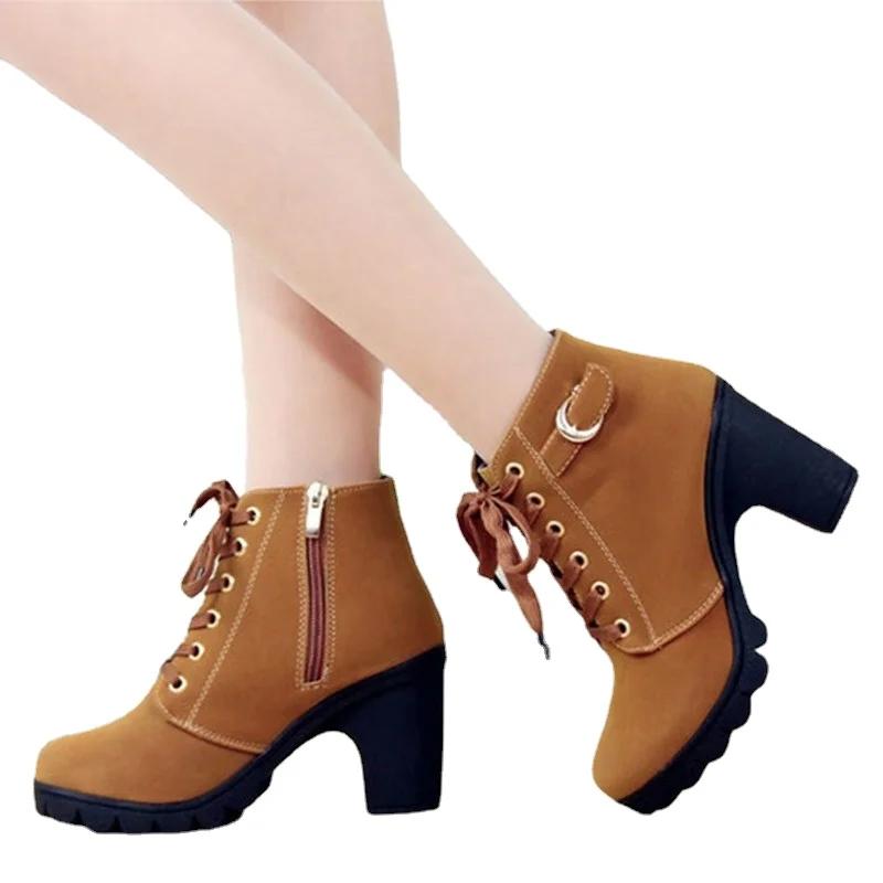 Women High Heeled Ankle Boots Ladies Autumn Winter Womens Shoes High Heels 8.5cm Female Boot Botas De Mujer Plus Size