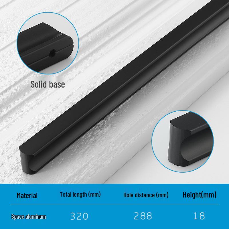 Modern Minimalist Gold Cabinet Handle, Light Luxury I-Shaped Black Drawer Pull