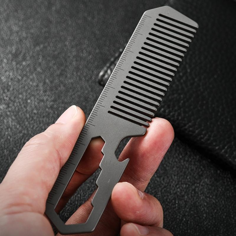 Titaniums Alloys Comb Camping Multifunctional Wrenches Ruler Bottle Openers for Camping and Outdoor Use
