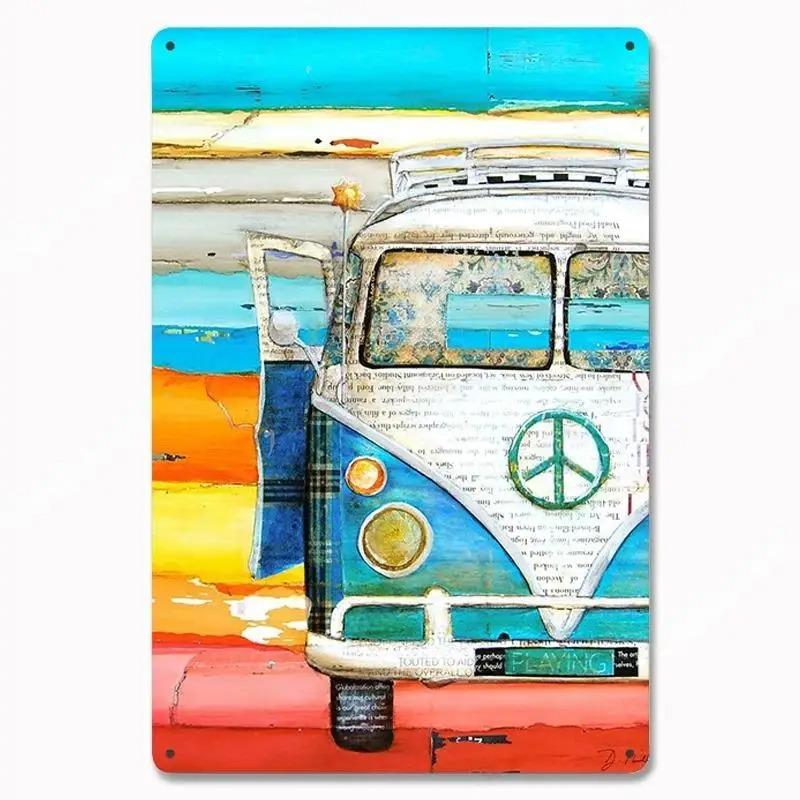 Vintage Metal Tin Signs Poster Hawaii Beach Party Poster Surfing Paradise for Beach Bar Cafe Club Home Room Wall Decor