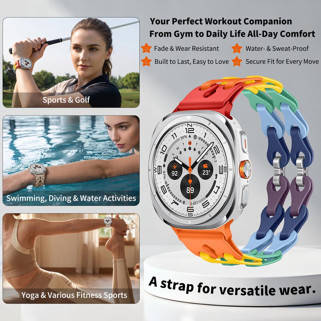 Elegante Cinturino a Maglie Morbido Silicone Sportivo Traspirante per Samsung Galaxy Watch Ultra 47mm 2025 Elegante Cinturino