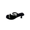 Fashion Chunky Sandals Summer New Square Head Shallow Mouth Rhinestone Buckle Anti-slip Wear-resistant High Heels