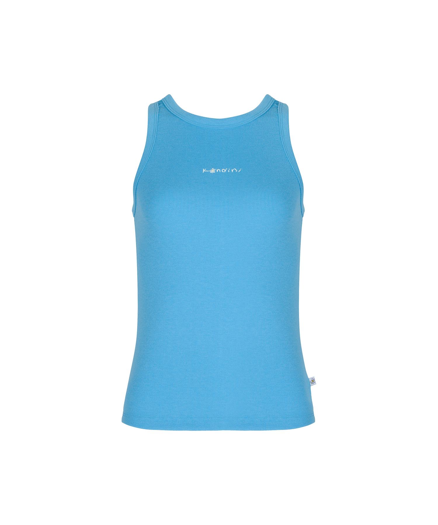Candini Blue Soft Ribbed Sleeveless T-Shirt