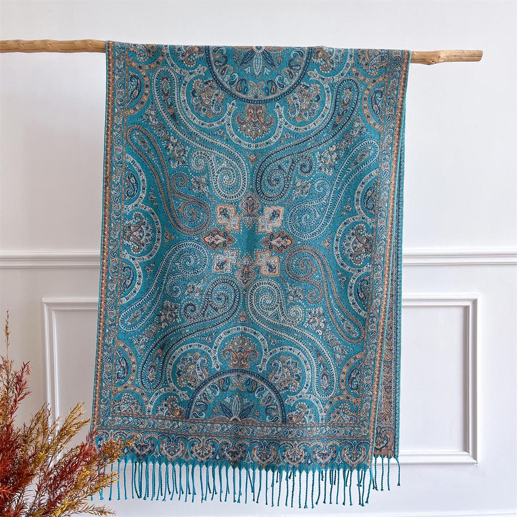 68*180Cm Winter Warm Women Scarf Ethnic Style Blanket Thick Pashmina Jacquard  Shawl Wrap Cashmere Neckerchief Poncho Stoles