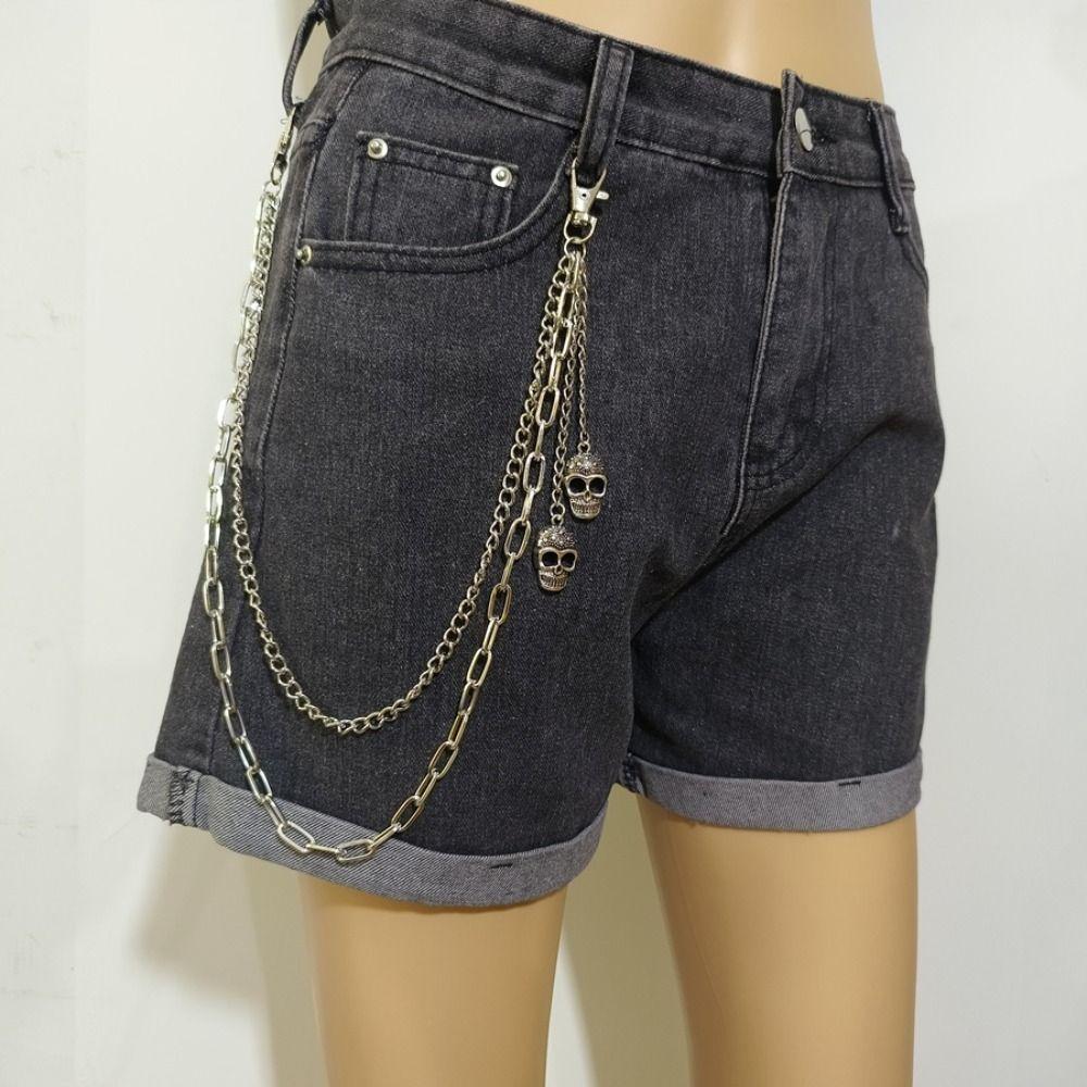 Gothic Punk Belt Chain Zinc Zinc Zinc Alloy Tassel Jeans Chain Personality Skull Waist Chain  Jeans