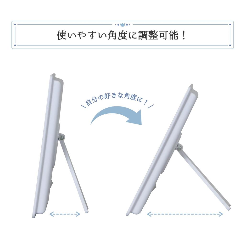 Belca Tabletop Mirror with LED Wide X 4cm Deep X Adjustable Stand Makeup Light, 18.5cm 25.5cm High, White, Brightness, Mirror, Mirror, DI-LT