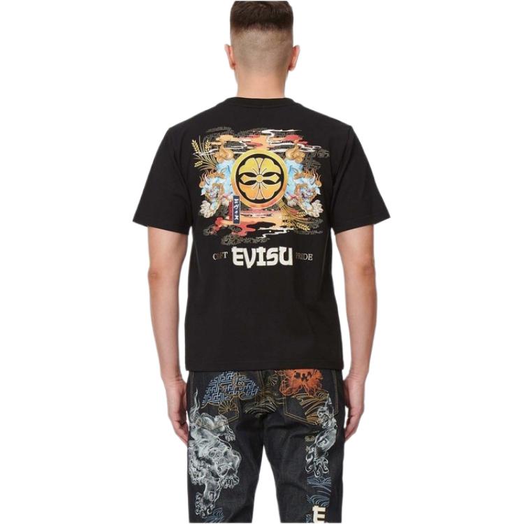 Evisu T-Shirts Men's Crew Neck Moderate 2ESHTM2TS505XXCT