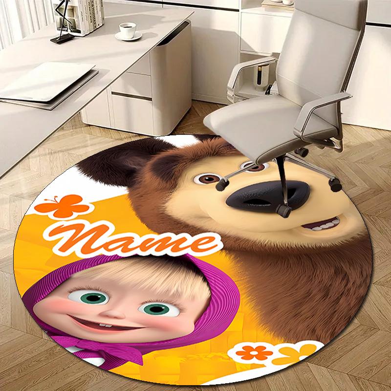 Personalized M-Masha and the Bear Round Chair Office Rug - Perfect for Mat, Office Chair & More - Ideal Gift for Birthdays and Holidays