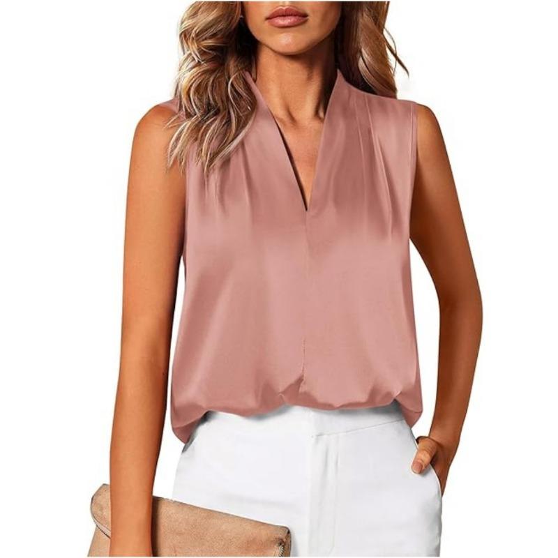 Summer New V-neck Casual Shirt Women's Vest Sleeveless Shirt