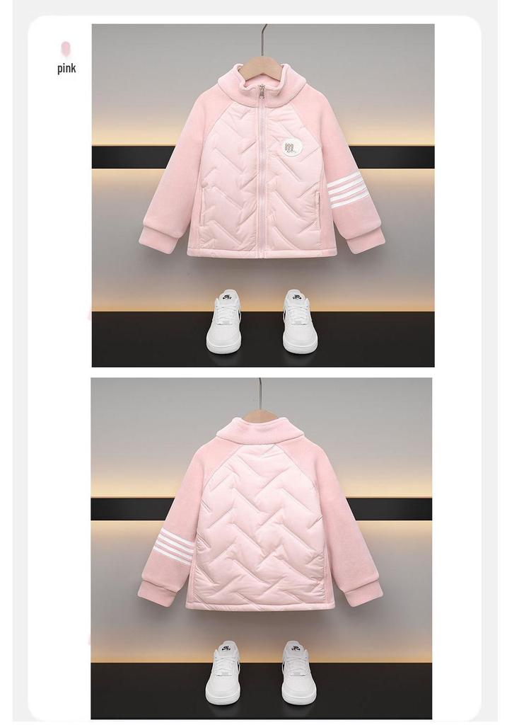 Children's Autumn/Winter School Uniform: Padded Jacket with Velvet Top for Boys & Girls - Warm Cotton Clothing for Medium & Older Kids.