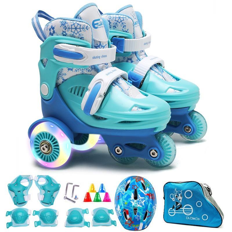 Custom Kids' Beginner Inline Roller Skates with Flashing Double Row Wheels