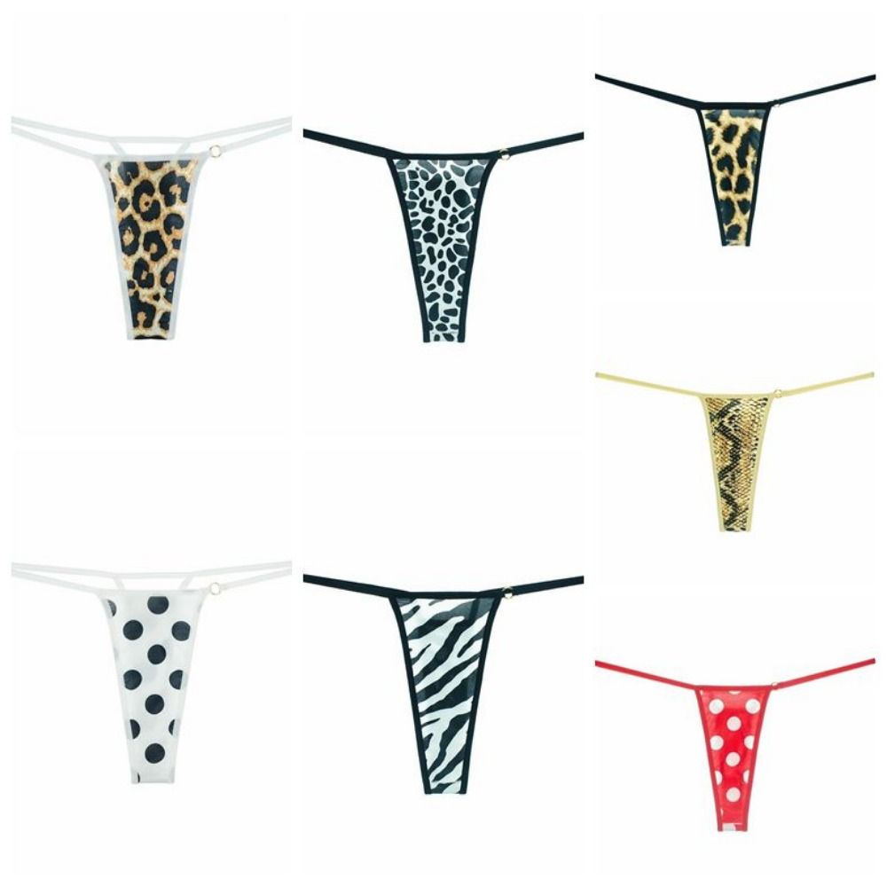 Lingerie Seamless Women Thongs Dots Underwear Leopard Panties Low Waist Ice Silk T-Back Briefs Plus Size