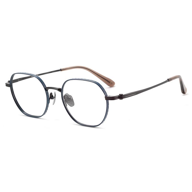 Retro Japanese Titanium Small Frame Myopia Glasses: High-Prescription, Polygonal, Wide Rim for Small Faces