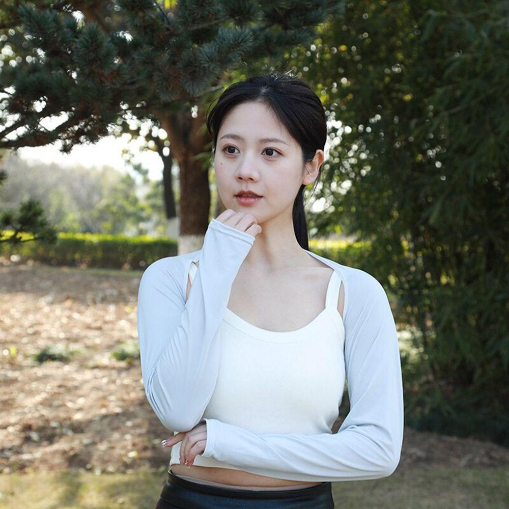 Air-conditioned Shirt Ice Arm Sleeves Sun Protection Lady Women Girl Shawl Raglan Sleeve  Summer