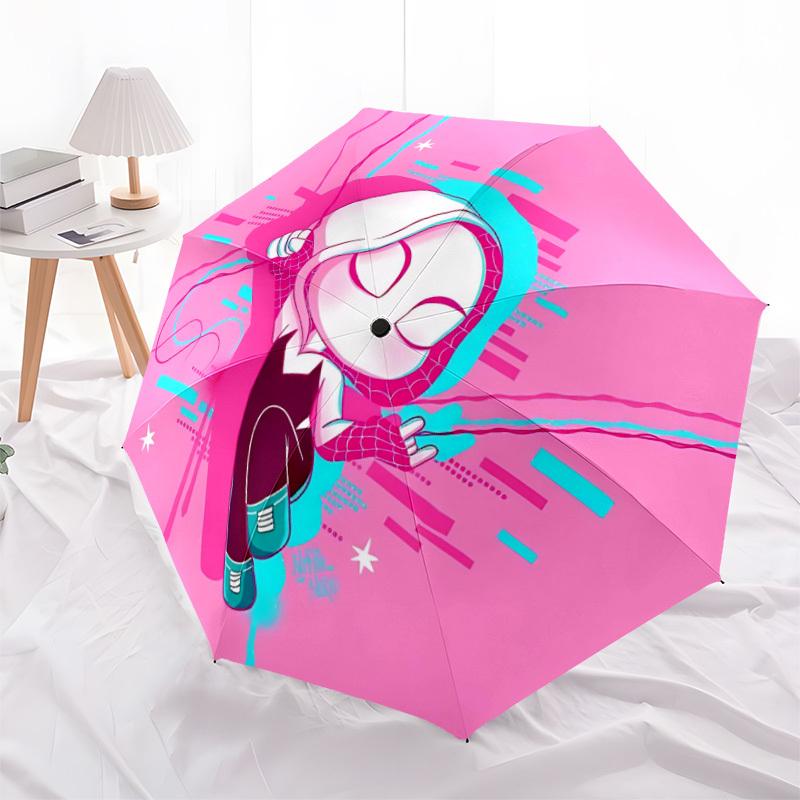 1 Stück Spider-Gwen Automatisches Faltschirm - Kompaktes 8-Rippen-Design, Langlebiger Kunststoff & Eisen, Tägliche Nutzung F104007