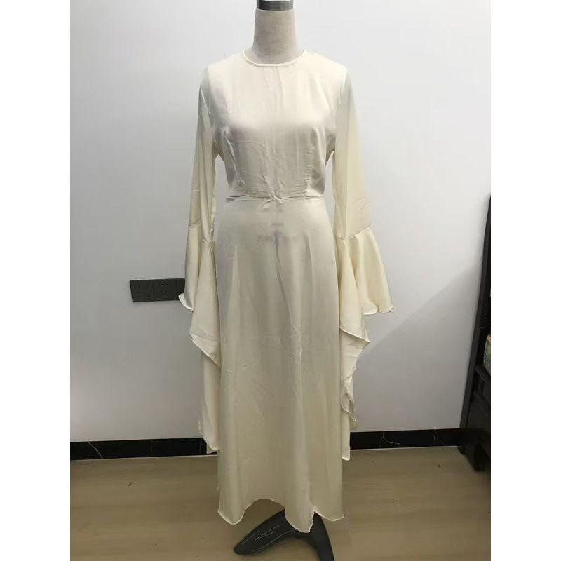 Cross-Border Middle East Foreign Trade Women's Clothing 2024 Fall New Arrival Dubai Robe Silm Slim Looking Waist-Tight Elegant Dress Women