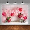 Pink Balloons Strawberry Photography Background Girls Birthday Party Decoration Sweet First Birthday Party Supplies Baby Shower Party Cake Smash