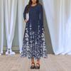 Women's  Floral,Gradient Print Midi Boho Dress Casual Long Sleeve Flowy Smocked Dresses With Pocket  Holiday Dresses for Women