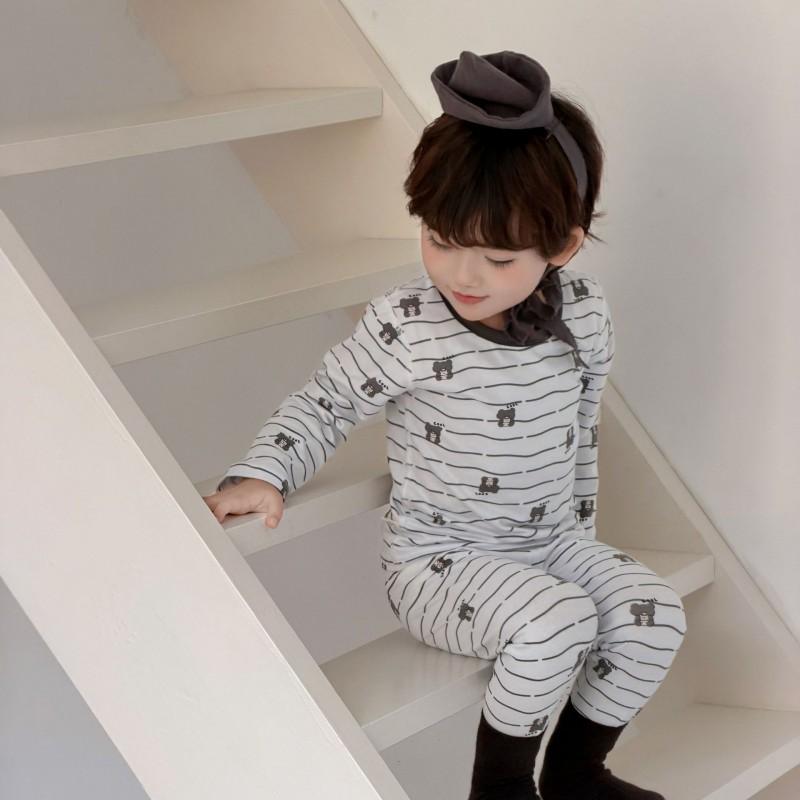 Kids Cotton Lycra Pajamas Set A Skin-friendly Long Sleeve Winter Homewear Boys Girls
