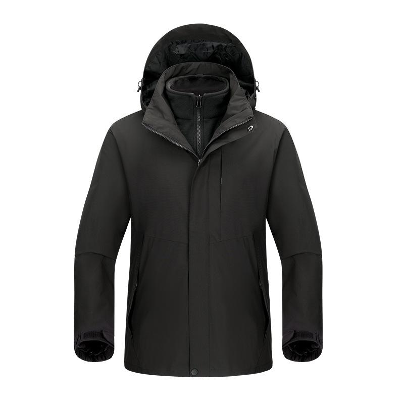 Silver Fox Velvet Liner Three-in-one Jacket for Men and Women Outdoor Windproof Waterproof Camping Warm Two-piece Jacket
