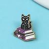 Halloween Black Cat & Purple Book Brooch for Kids - Festival Metal Badge Accessory