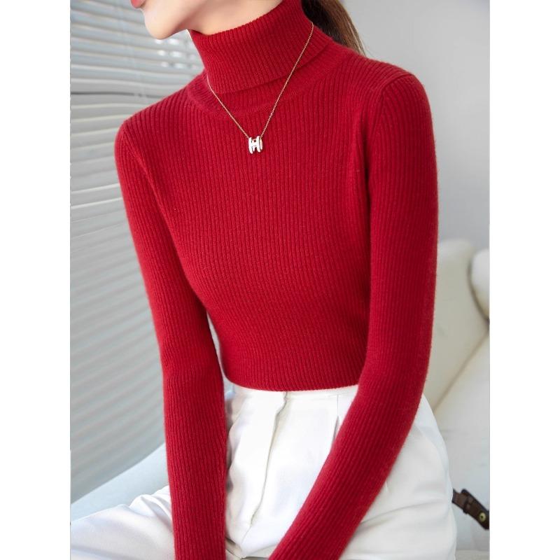 Dámský rolákový spodní díl jaro podzim pletený svetr všestranné topy svetry dlouhý rukáv slim tenký pulovr ženy