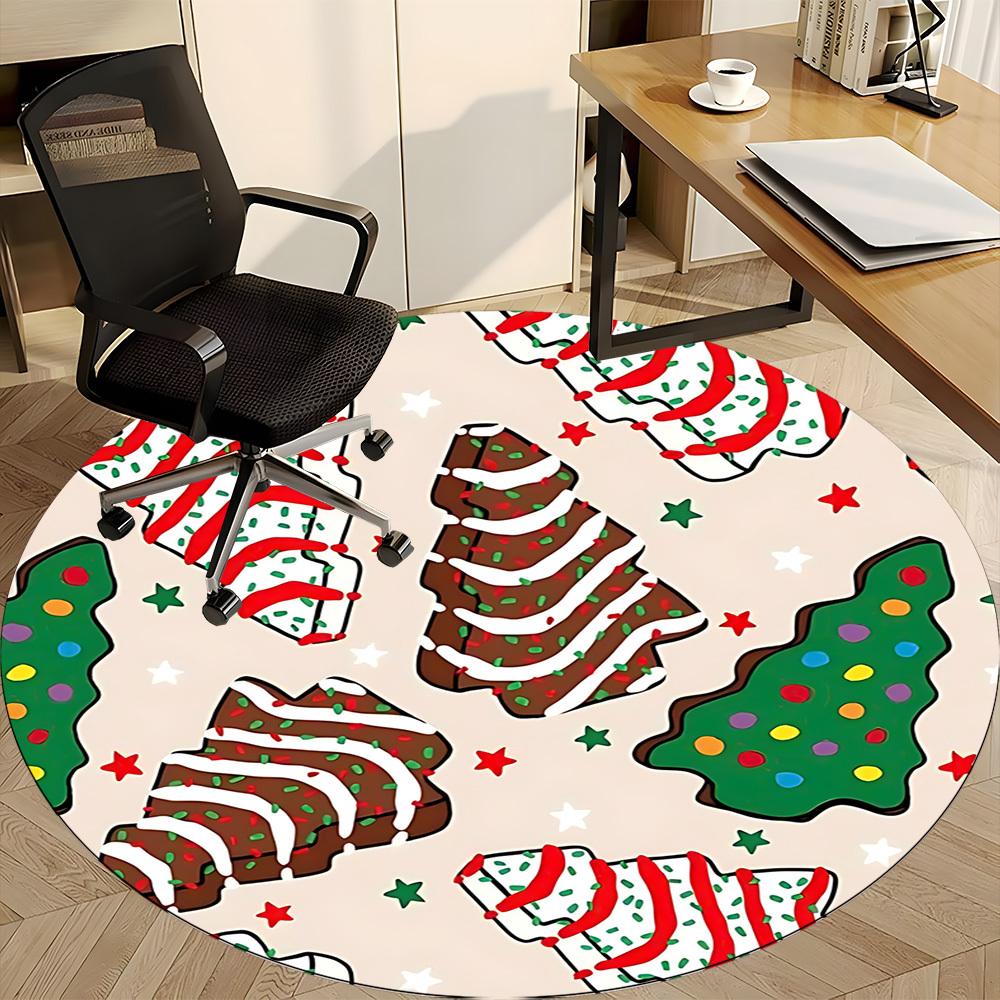 1pc Christmas cookies Office Round Rug, Non-slip, Soft and Durable Office Rug for Interior Decoration, Perfect for Office, Beautiful Decoration yy2603