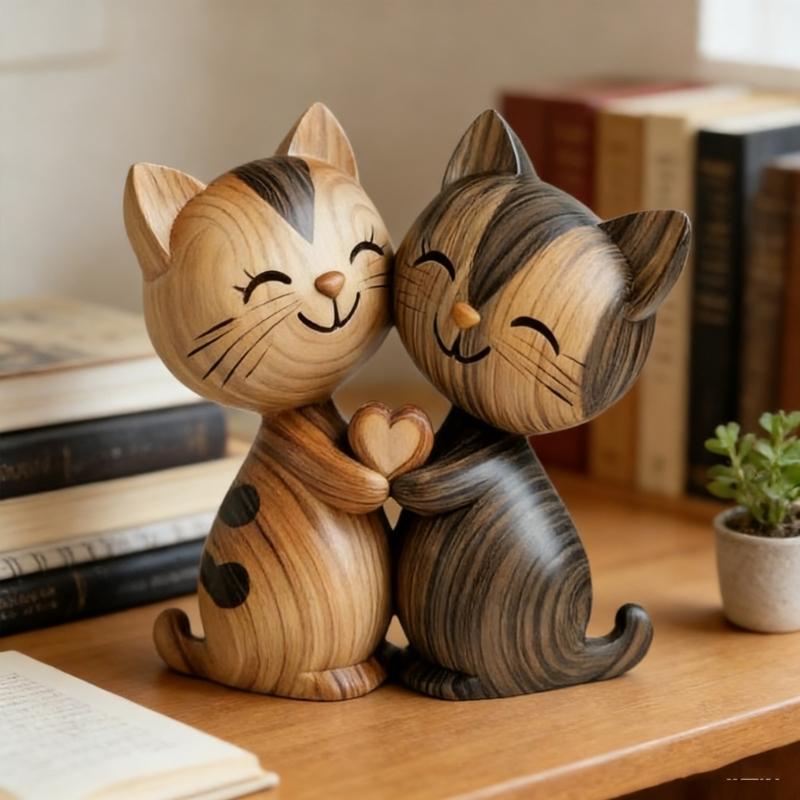 Wooden Cats/Dog Figurines 2D Flat Dog/Cats Statues Collectibles Gift Modern Home Decors Animal Sculptures Home Decors