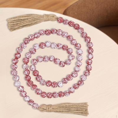 59inch Christmas Wooden Beaded Garland Wall Hanging Decoration Accessory