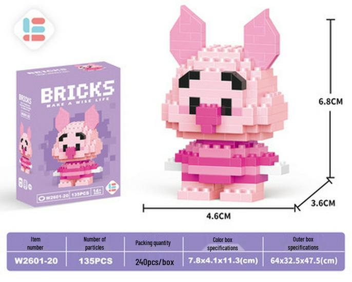 Cartoon Figurine Compatible Lego Bricks: Educational Micro Bricks Assemble Toy for Children