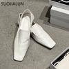 Fashion SUOJIALUN 2025 Spring New Brand Women Flat Shoes Fashion Square Toe Slip On Ladies Elegant Red Boat Shoes Soft Flat Heel Loafers