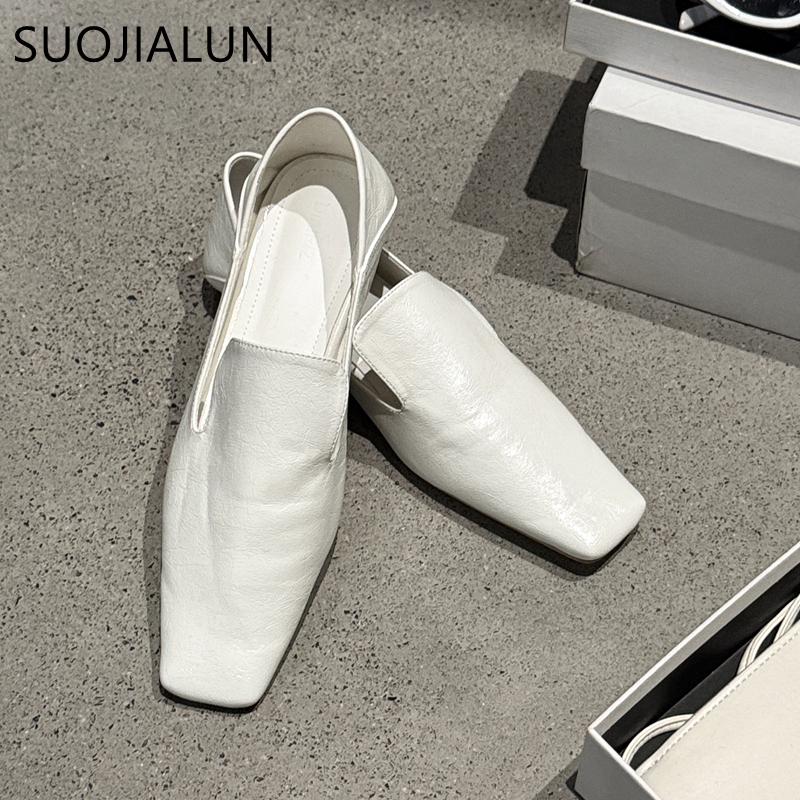 Fashion SUOJIALUN 2025 Spring New Brand Women Flat Shoes Fashion Square Toe Slip On Ladies Elegant Red Boat Shoes Soft Flat Heel Loafers