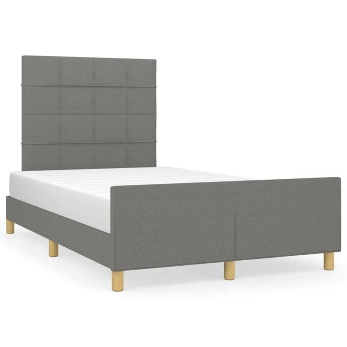 VidaXL Bed Frame with Headboard Dark Grey 120x200 Cm Fabric 3125042
