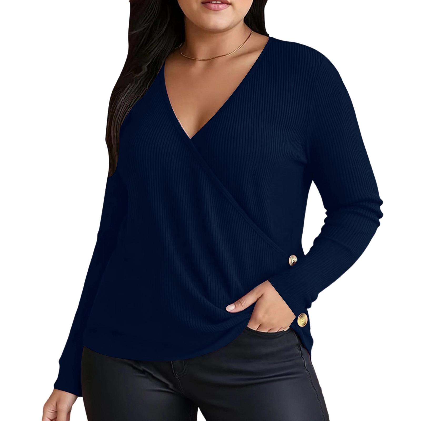 

Women s Fashion Casual Oversized Long Sleeve Loose Fit Top XXXXL Темно-синій