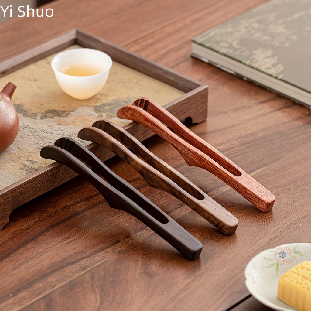 Solid Wood Tea Tongs Kung Fu Tea Set Accessories Wooden Tweezers Ebony Wood Tea Ceremony Accessories