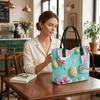  Easter Bunny Tote Bag Cute Print Shoulder Bag for Daily Shopping Travel Lightweight Handbag