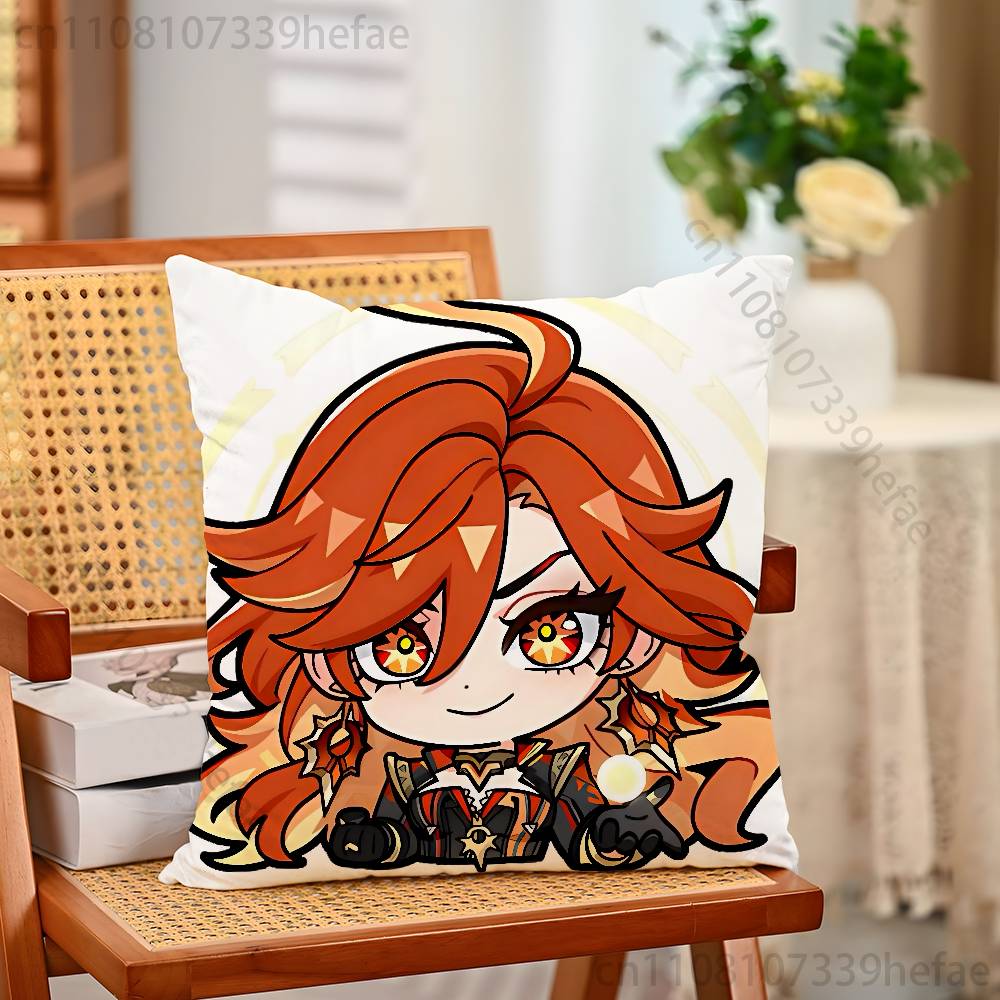 Genshin Impact Mavuika Throw Pillow Case For 45x45cm55x55cm30x30cm For Home Bedroom Decoration And Protector