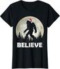 Santa Hat Bigfoot Believe Christmas Lights Rock Gift Ladies' Crewneck T-Shirt Unisex T-Shirt