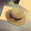 Bowknot Decor Flat Dome Straw Hat Folding Thin Women Wide Brim Sunscreen Bucket Hat Fashion Accessories