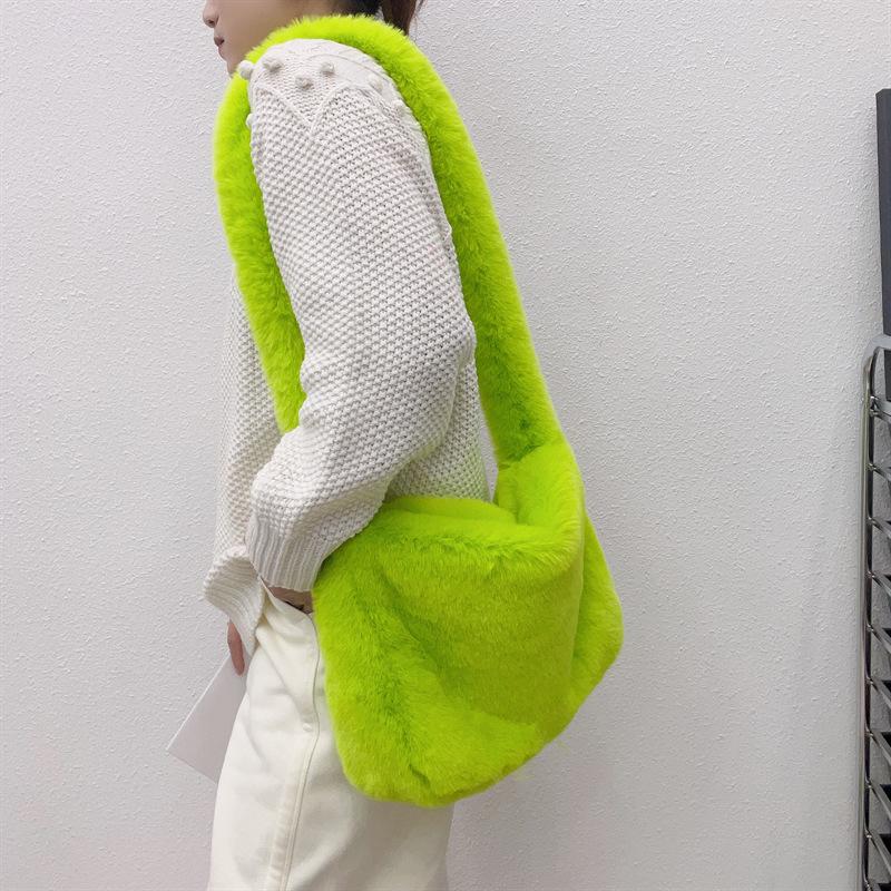 Nepbont Tote Bag voor Dames Winter Pluche Schoudertas Pluizige Messenger Bag Vrouwen Zachte Pluizige Handtassen Shopper Bucket Hobo Bag MIT