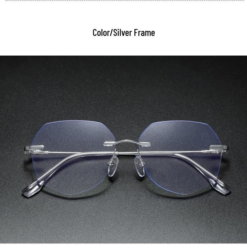 Chic Square Frameless Anti-Blue Light Glasses for Women - Metal Retro Eyewear