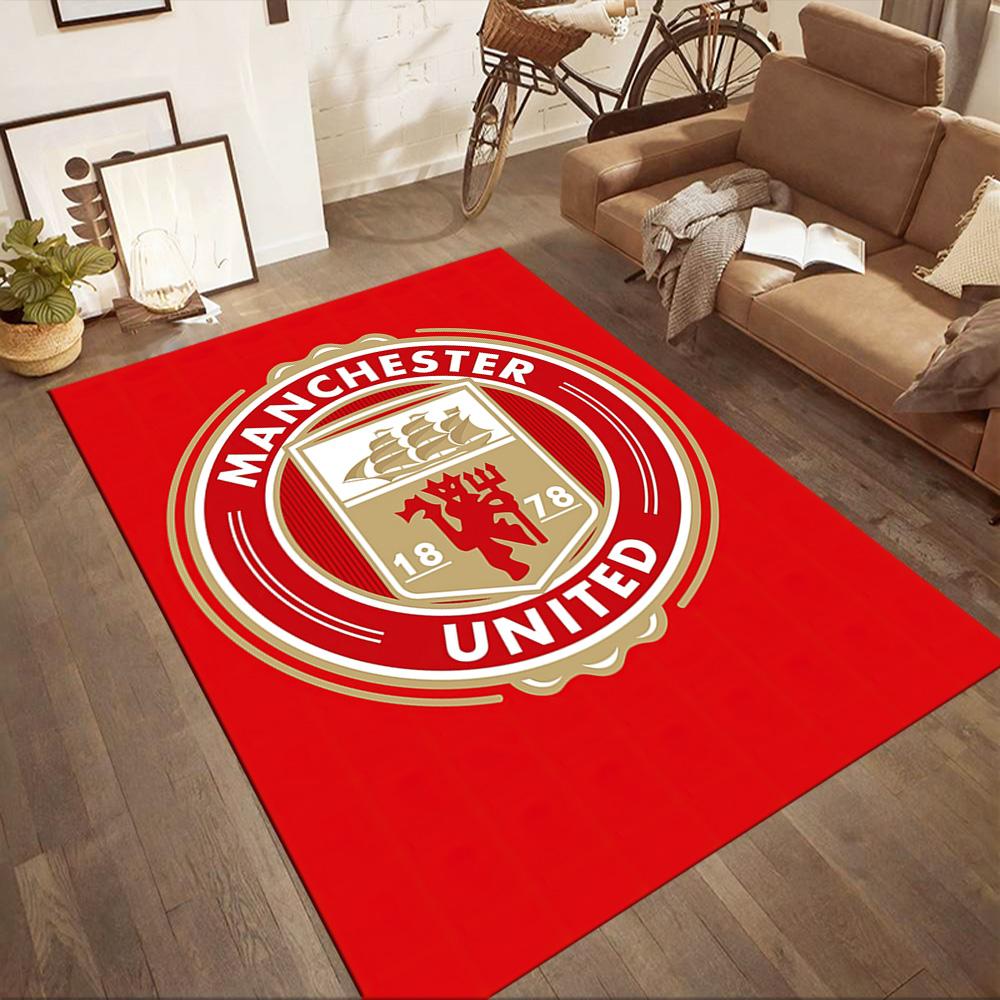Manchester Logo Square rugs are a great choice for living rooms, bedrooms, home décor, and as gifts.