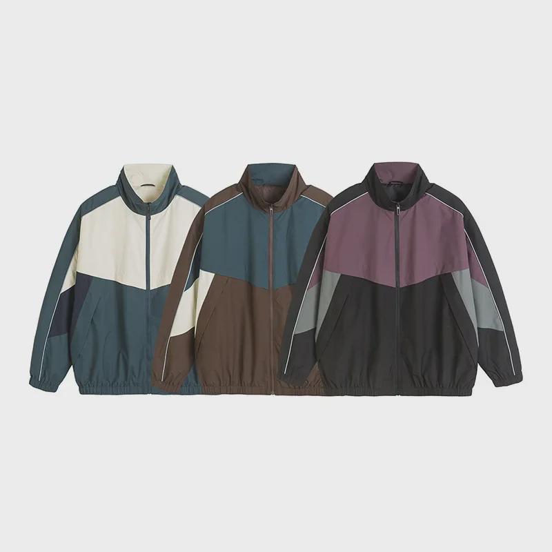Retro Tri-Color Stand-Up Collar Casual Jacket - Men's Trendy Versatile Student Top for Spring and Autumn