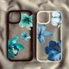Coque de téléphone Style Frais Imprimé Floral Bleu Vert pour Séries iPhone 17 16 15 14 13 12 11 Pro Max Plus Protection Double Couche