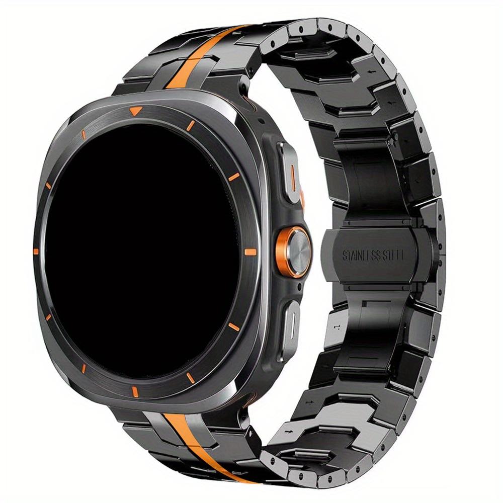 Schwarz Orange Edelstahlarmband für Samsung Galaxy 8 Classic 46mm Ultra 2025 Metallarmband für Galaxy 8 44mm 40mm Ultra 47mm