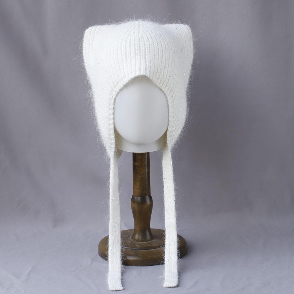 Cute Ear Protection and Warm Cat's ears Rabbit Hair Knitted Hat Fashion Women in Autumn and Winter