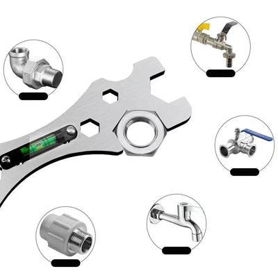 Multifunktionsschlüssel, universell, mit Biegewinkel, Wasserwaage, manueller Wasserhahnschlüssel, Reparatur-Sanitärwerkzeuge für Haushaltswasserhahn, Rohrtoilette